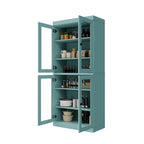 Armoire de cuisine indépendante en pin naturel, porte givrée/transparente/pleine, 81 cm (L) x 181,5 cm (H)
