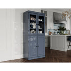 Armoire de cuisine indépendante en pin naturel, porte givrée/transparente/pleine, 81 cm (L) x 181,5 cm (H)