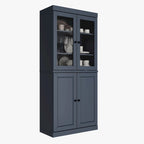 Armoire de cuisine indépendante en pin naturel, porte givrée/transparente/pleine, 81 cm (L) x 181,5 cm (H)