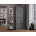 Armoire de cuisine indépendante en pin naturel, porte givrée/transparente/pleine, 81 cm (L) x 181,5 cm (H)