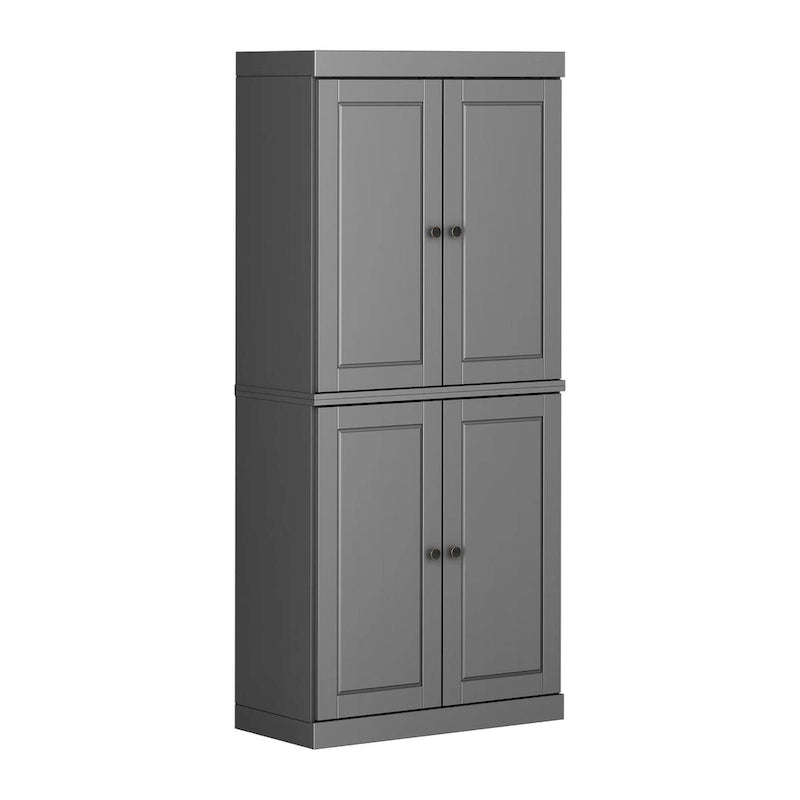 Armoire de cuisine indépendante en pin naturel, porte givrée/transparente/pleine, 81 cm (L) x 181,5 cm (H)