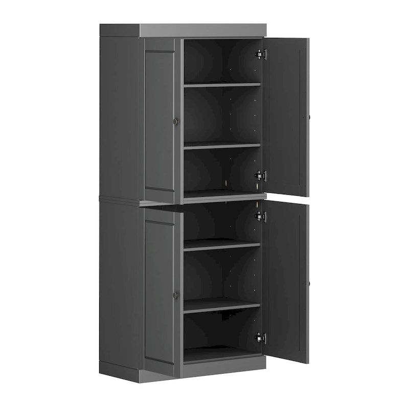 Armoire de cuisine indépendante en pin naturel, porte givrée/transparente/pleine, 81 cm (L) x 181,5 cm (H)