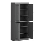 Armoire de cuisine indépendante en pin naturel, porte givrée/transparente/pleine, 81 cm (L) x 181,5 cm (H)