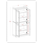 Armoire de cuisine indépendante en pin naturel, porte givrée/transparente/pleine, 81 cm (L) x 181,5 cm (H)