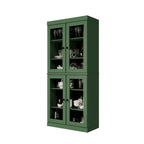 Armoire de cuisine indépendante en pin naturel, porte givrée/transparente/pleine, 81 cm (L) x 181,5 cm (H)