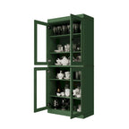 Armoire de cuisine indépendante en pin naturel, porte givrée/transparente/pleine, 81 cm (L) x 181,5 cm (H)