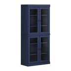 Armoire de cuisine indépendante en pin naturel, porte givrée/transparente/pleine, 81 cm (L) x 181,5 cm (H)