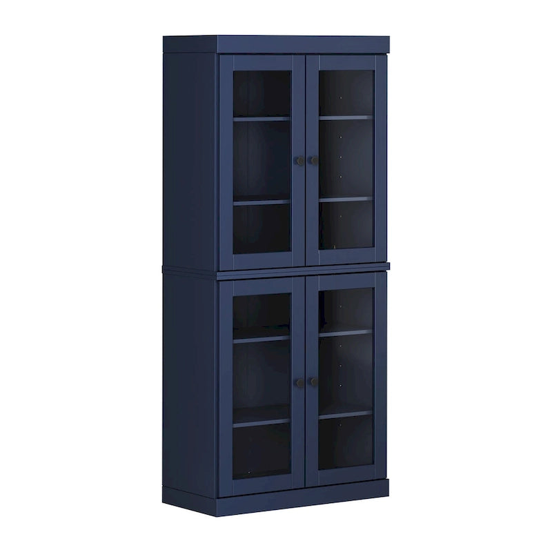 Armoire de cuisine indépendante en pin naturel, porte givrée/transparente/pleine, 81 cm (L) x 181,5 cm (H)