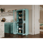 Armoire de cuisine indépendante en pin naturel, porte givrée/transparente/pleine, 81 cm (L) x 181,5 cm (H)