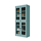 Armoire de cuisine indépendante en pin naturel, porte givrée/transparente/pleine, 81 cm (L) x 181,5 cm (H)