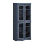 Armoire de cuisine indépendante en pin naturel, porte givrée/transparente/pleine, 81 cm (L) x 181,5 cm (H)