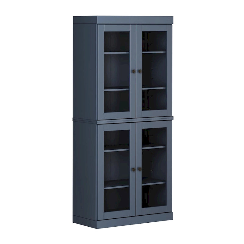 Armoire de cuisine indépendante en pin naturel, porte givrée/transparente/pleine, 81 cm (L) x 181,5 cm (H)