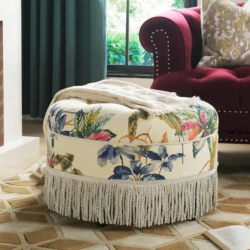 Pouf d'appoint rond rembourré Yolanda 24