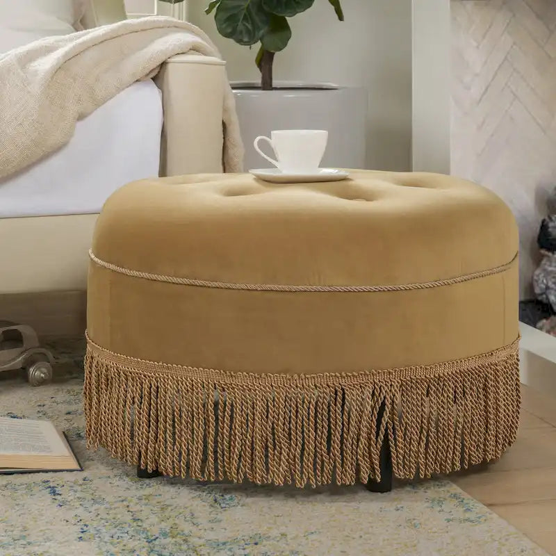 Pouf d'appoint rond rembourré Yolanda 24