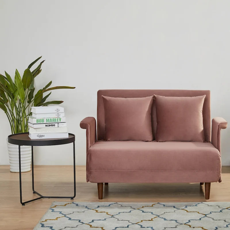 Fauteuil-futon convertible multicolore, 1 place, velours et simili-lin, se transforme en chaise longue ou en lit simple