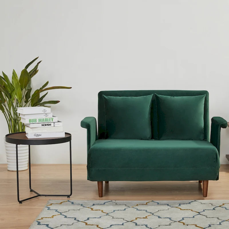 Fauteuil-futon convertible multicolore, 1 place, velours et simili-lin, se transforme en chaise longue ou en lit simple