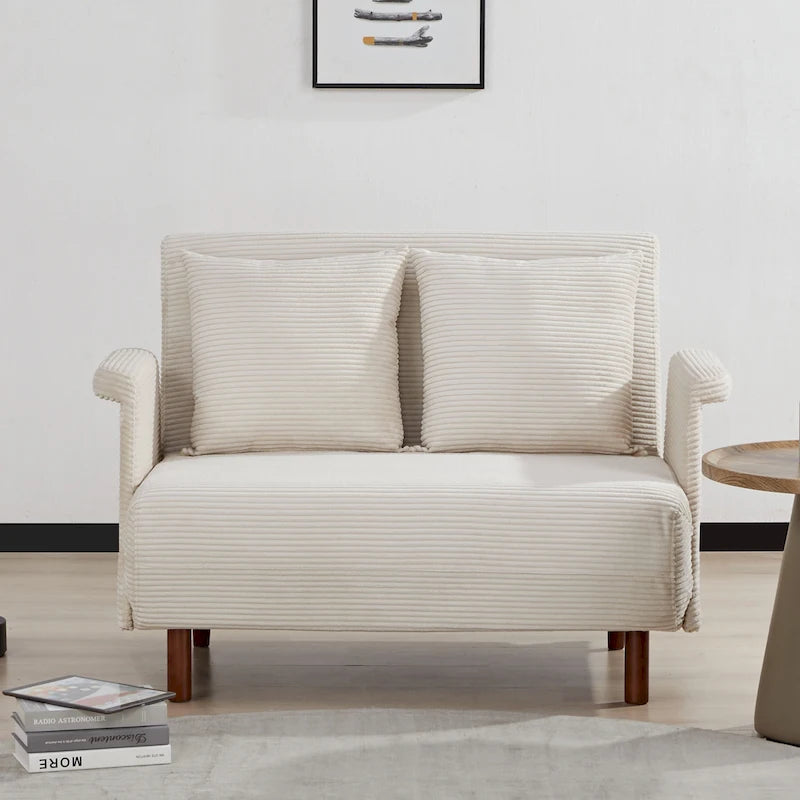 Fauteuil-futon convertible multicolore, 1 place, velours et simili-lin, se transforme en chaise longue ou en lit simple