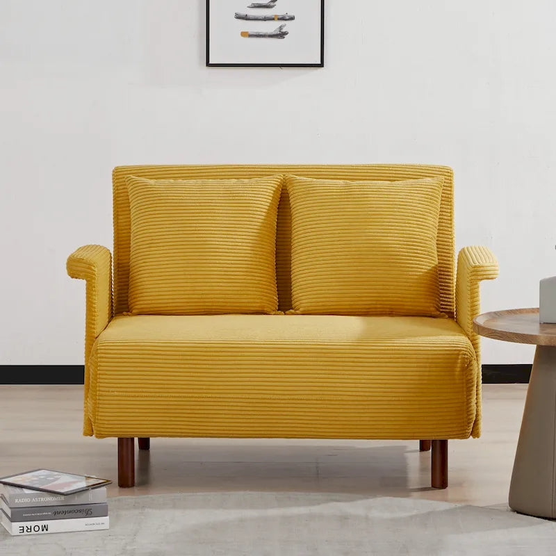 Fauteuil-futon convertible multicolore, 1 place, velours et simili-lin, se transforme en chaise longue ou en lit simple
