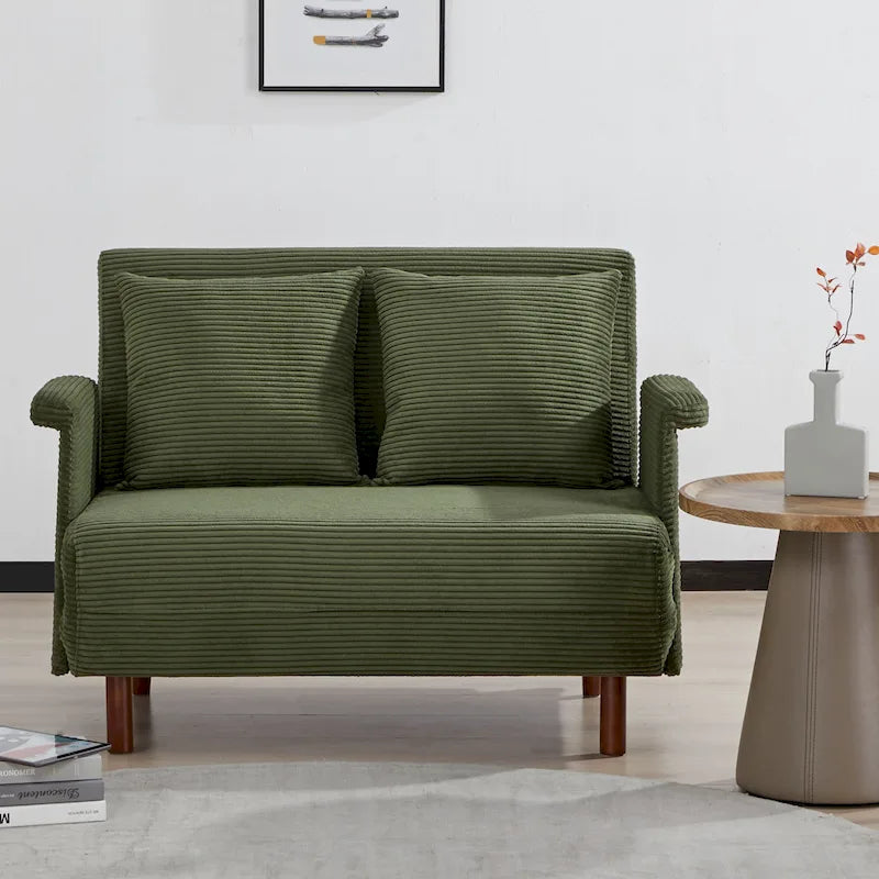 Fauteuil-futon convertible multicolore, 1 place, velours et simili-lin, se transforme en chaise longue ou en lit simple