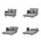 Fauteuil-futon convertible multicolore, 1 place, velours et simili-lin, se transforme en chaise longue ou en lit simple
