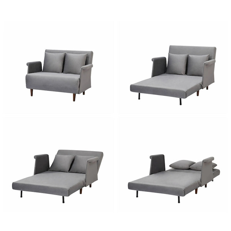 Fauteuil-futon convertible multicolore, 1 place, velours et simili-lin, se transforme en chaise longue ou en lit simple