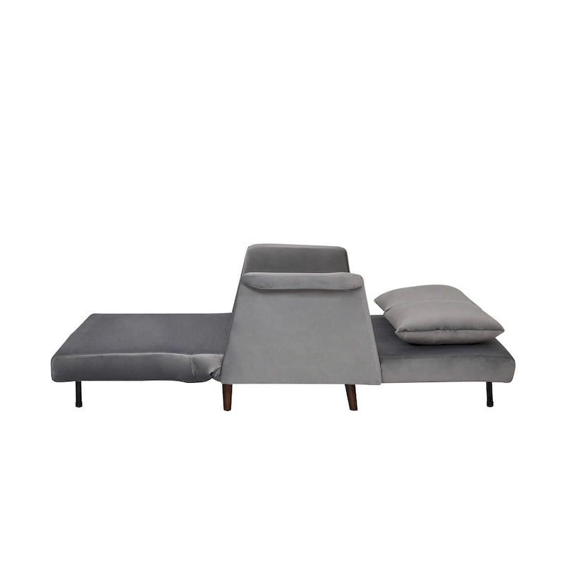 Fauteuil-futon convertible multicolore, 1 place, velours et simili-lin, se transforme en chaise longue ou en lit simple