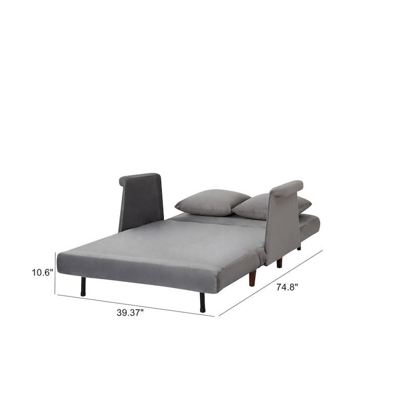 Fauteuil-futon convertible multicolore, 1 place, velours et simili-lin, se transforme en chaise longue ou en lit simple