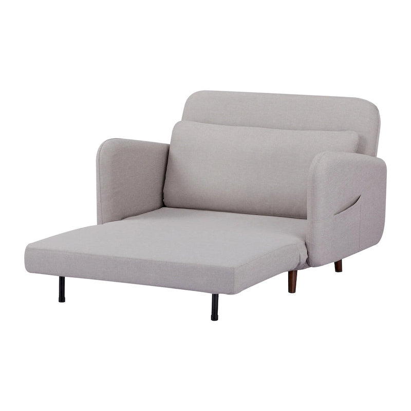 Fauteuil-futon convertible multicolore, 1 place, velours et simili-lin, se transforme en chaise longue ou en lit simple