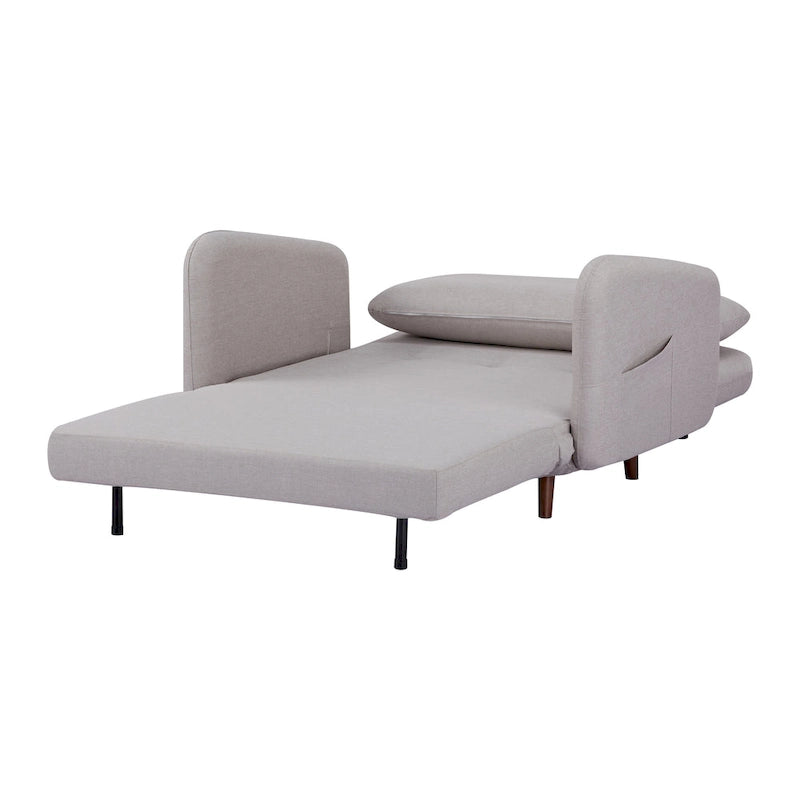 Fauteuil-futon convertible multicolore, 1 place, velours et simili-lin, se transforme en chaise longue ou en lit simple