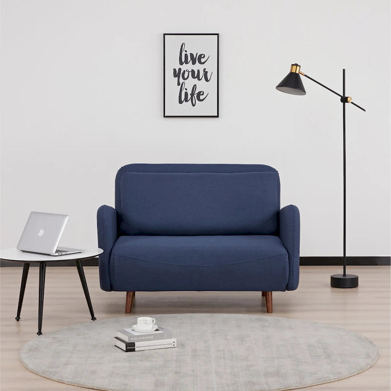Fauteuil-futon convertible multicolore, 1 place, velours et simili-lin, se transforme en chaise longue ou en lit simple