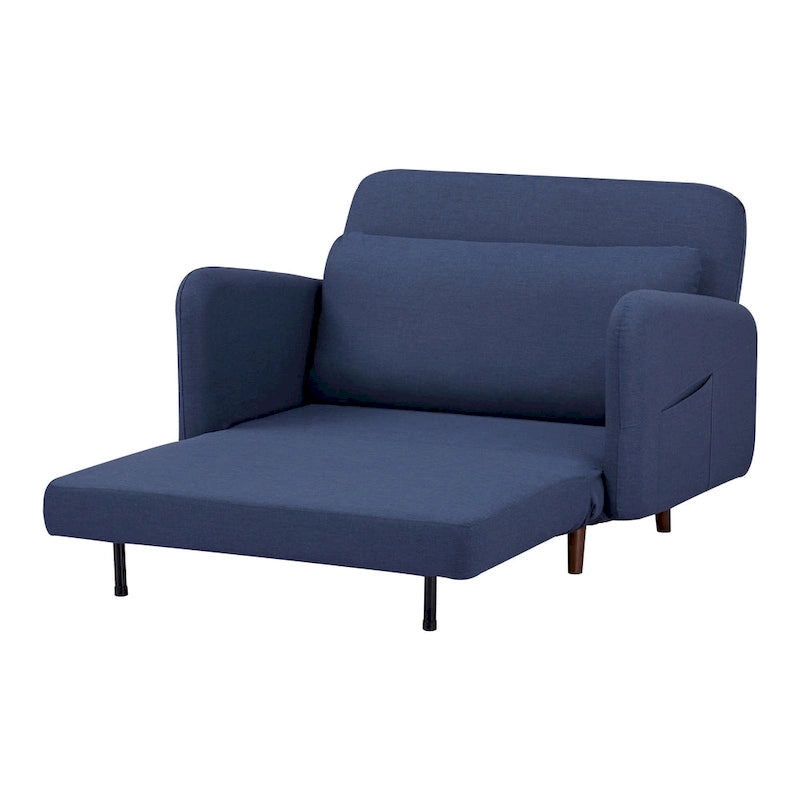 Fauteuil-futon convertible multicolore, 1 place, velours et simili-lin, se transforme en chaise longue ou en lit simple