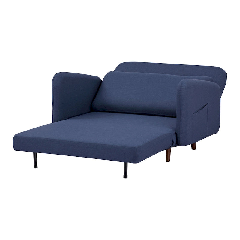 Fauteuil-futon convertible multicolore, 1 place, velours et simili-lin, se transforme en chaise longue ou en lit simple