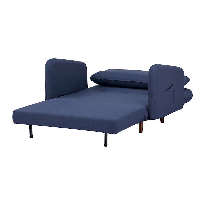 Fauteuil-futon convertible multicolore, 1 place, velours et simili-lin, se transforme en chaise longue ou en lit simple