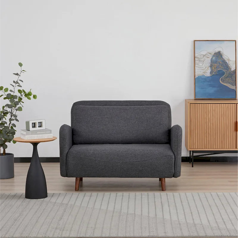 Fauteuil-futon convertible multicolore, 1 place, velours et simili-lin, se transforme en chaise longue ou en lit simple