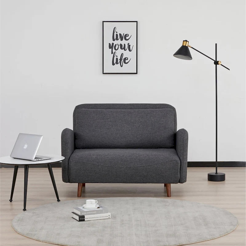 Fauteuil-futon convertible multicolore, 1 place, velours et simili-lin, se transforme en chaise longue ou en lit simple