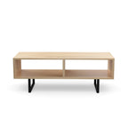 Table basse industrielle gris / naturel avec 2 étagères ouvertes