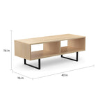 Table basse industrielle gris / naturel avec 2 étagères ouvertes