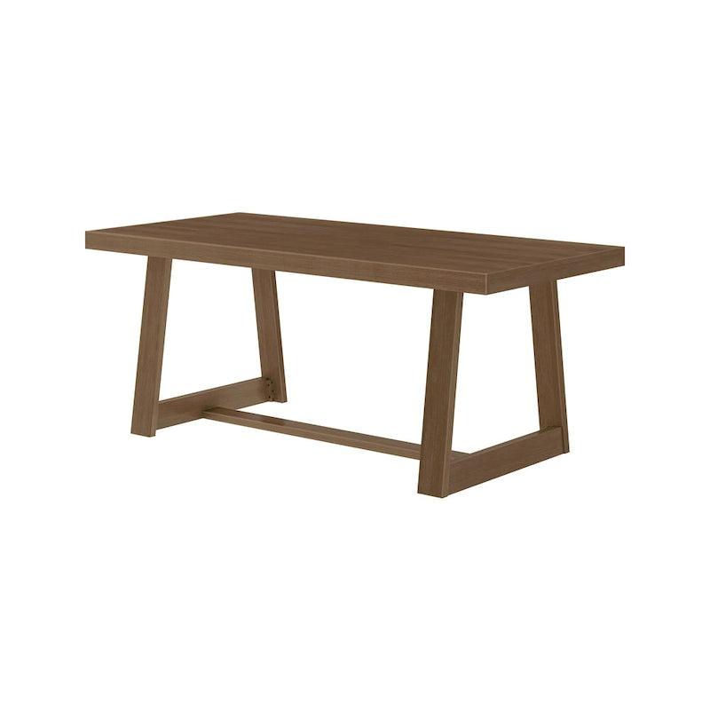 Table de salle à manger de ferme en bois massif brossé, noyer/blanc/noir, 6 places