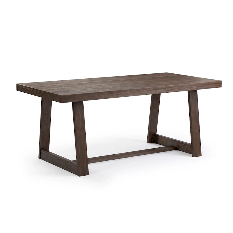 Table de salle à manger de ferme en bois massif brossé, noyer/blanc/noir, 6 places