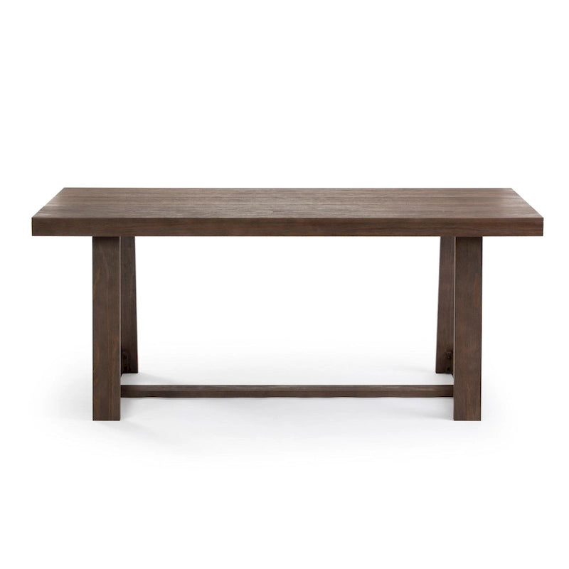 Table de salle à manger de ferme en bois massif brossé, noyer/blanc/noir, 6 places