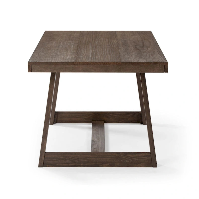 Table de salle à manger de ferme en bois massif brossé, noyer/blanc/noir, 6 places