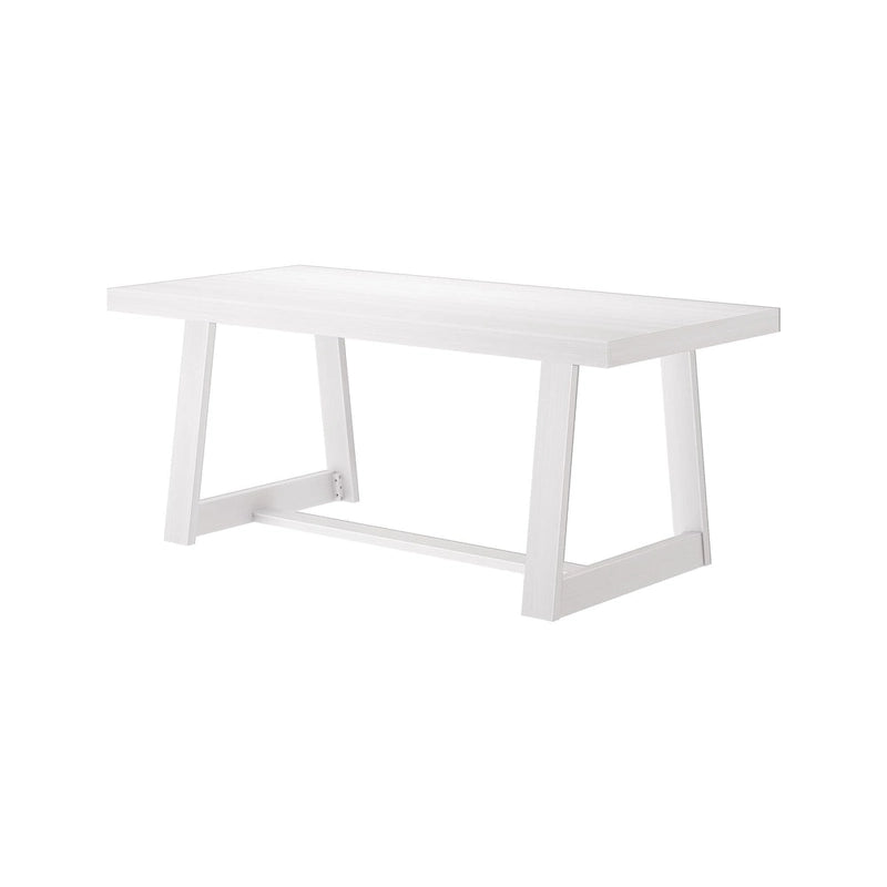Table de salle à manger de ferme en bois massif brossé, noyer/blanc/noir, 6 places
