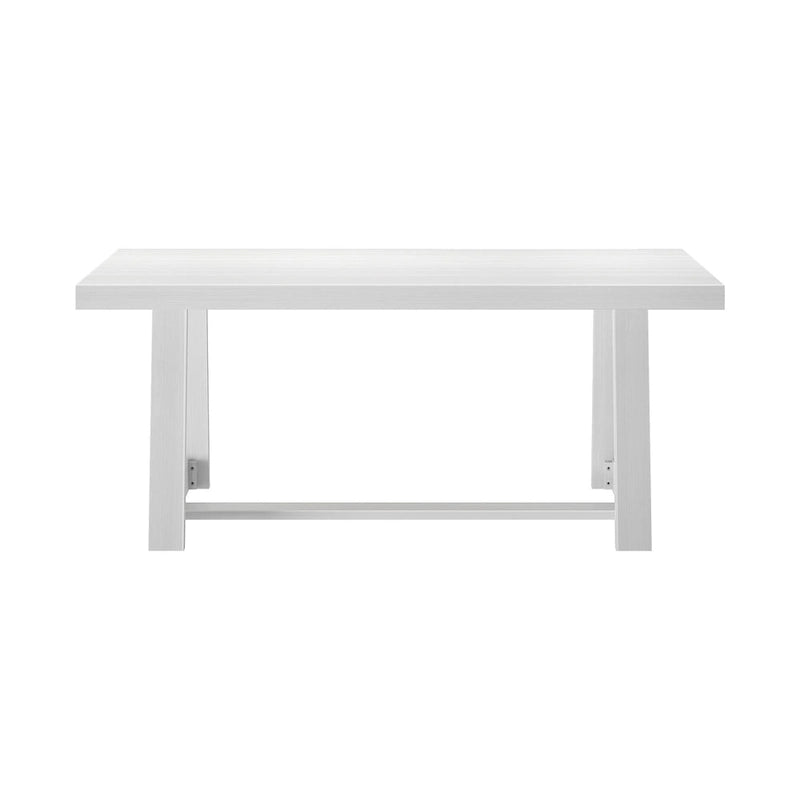 Table de salle à manger de ferme en bois massif brossé, noyer/blanc/noir, 6 places