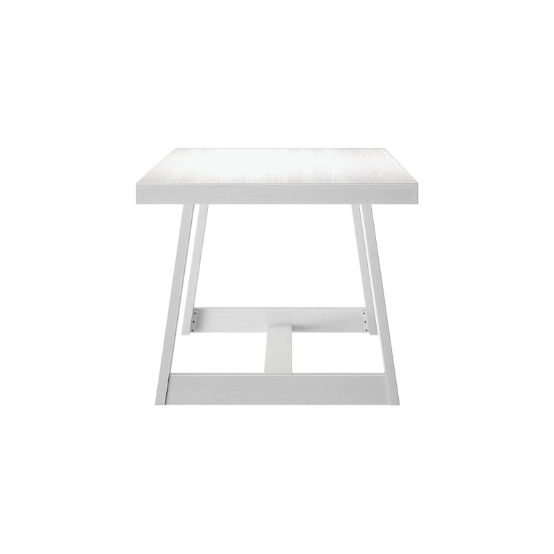 Table de salle à manger de ferme en bois massif brossé, noyer/blanc/noir, 6 places