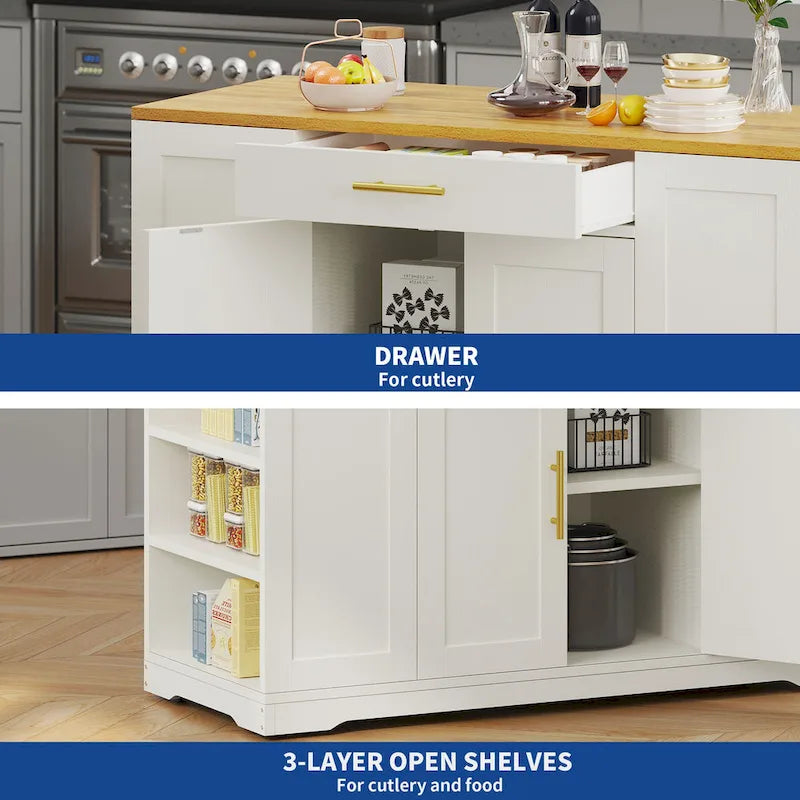 Dessertes de cuisine roulantes avec tiroirs et étagères, disponibles en blanc, gris, noir ou bleu marine – modèle simple