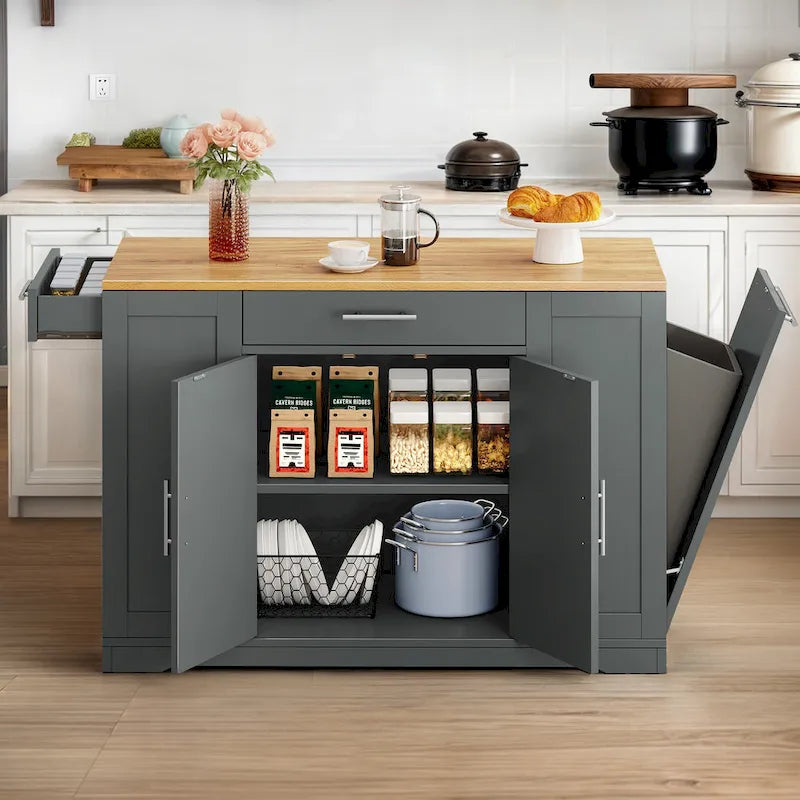Dessertes de cuisine roulantes avec tiroirs et étagères, disponibles en blanc, gris, noir ou bleu marine – modèle simple