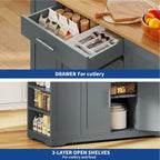 Dessertes de cuisine roulantes avec tiroirs et étagères, disponibles en blanc, gris, noir ou bleu marine – modèle simple