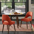 Chaise de salle à manger rembourrée, dossier ajouré, pieds évasés, lot de 2 – Orange/Crème/Marine
