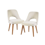 Chaise de salle à manger rembourrée, dossier ajouré, pieds évasés, lot de 2 – Orange/Crème/Marine
