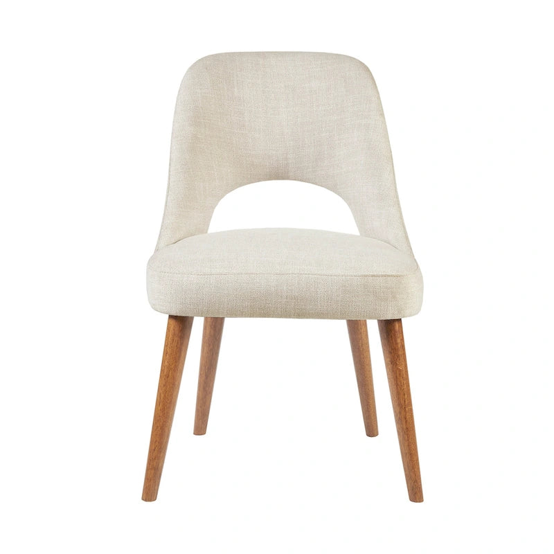 Chaise de salle à manger rembourrée, dossier ajouré, pieds évasés, lot de 2 – Orange/Crème/Marine